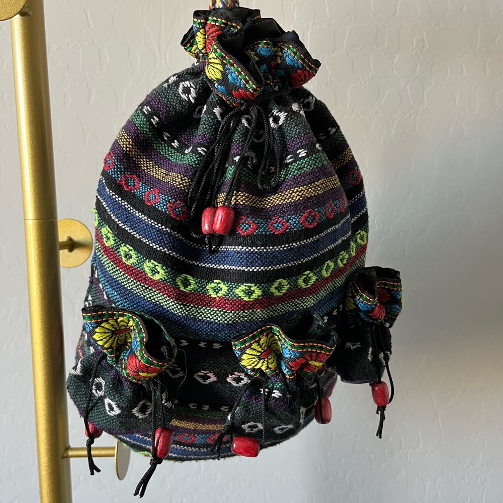 Colorful Patterned Backpack with Drawstring Pouches - Picture 6 of 7